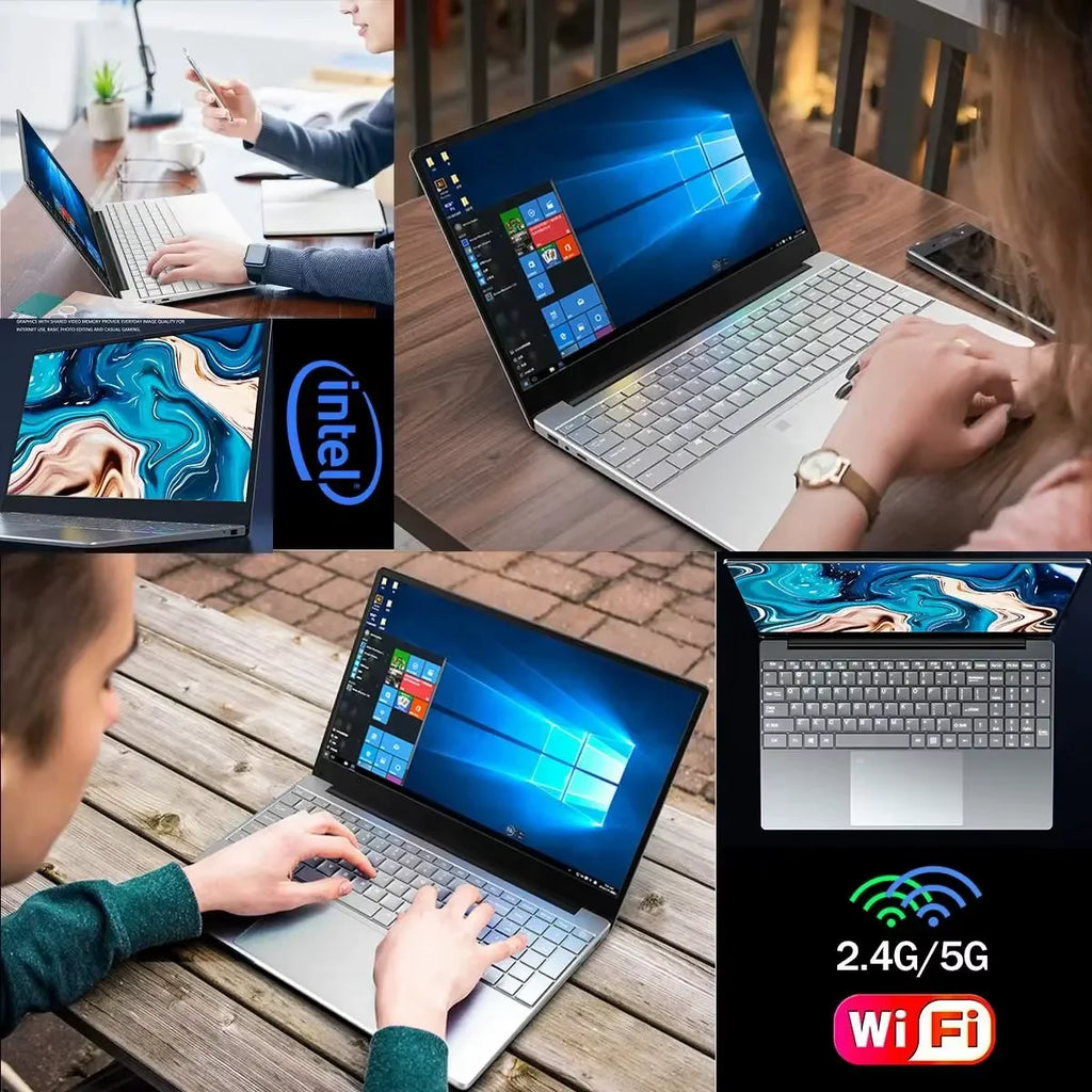 FUCHU – Nouvel ordinateur portable de bureau, Intel Atom A3950, 12 Go de RAM, SSD 2 To, PC Gaming, écran Full HD 1920 × 1080, ordinateur d’étude 14,1 pouces, Windows 11 Pro, ultra-fin.