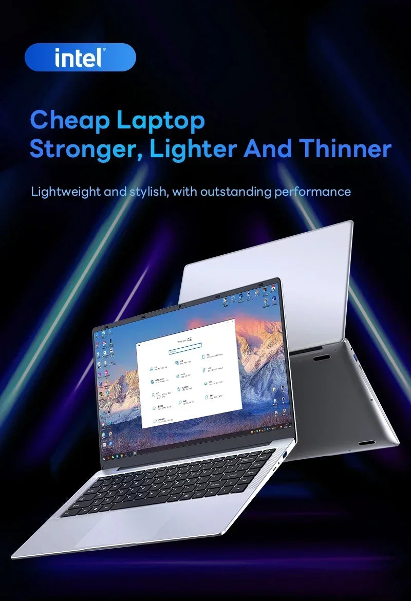 FUCHU 2026 – Nouvel ordinateur portable de bureau, 14,1 pouces, 12 Go de RAM, 256 Go / 512 Go / 1 To / 2 To de stockage, Intel Atom X7 A3950, Windows 11, ordinateur portable pour l’apprentissage, les loisirs et le divertissement.