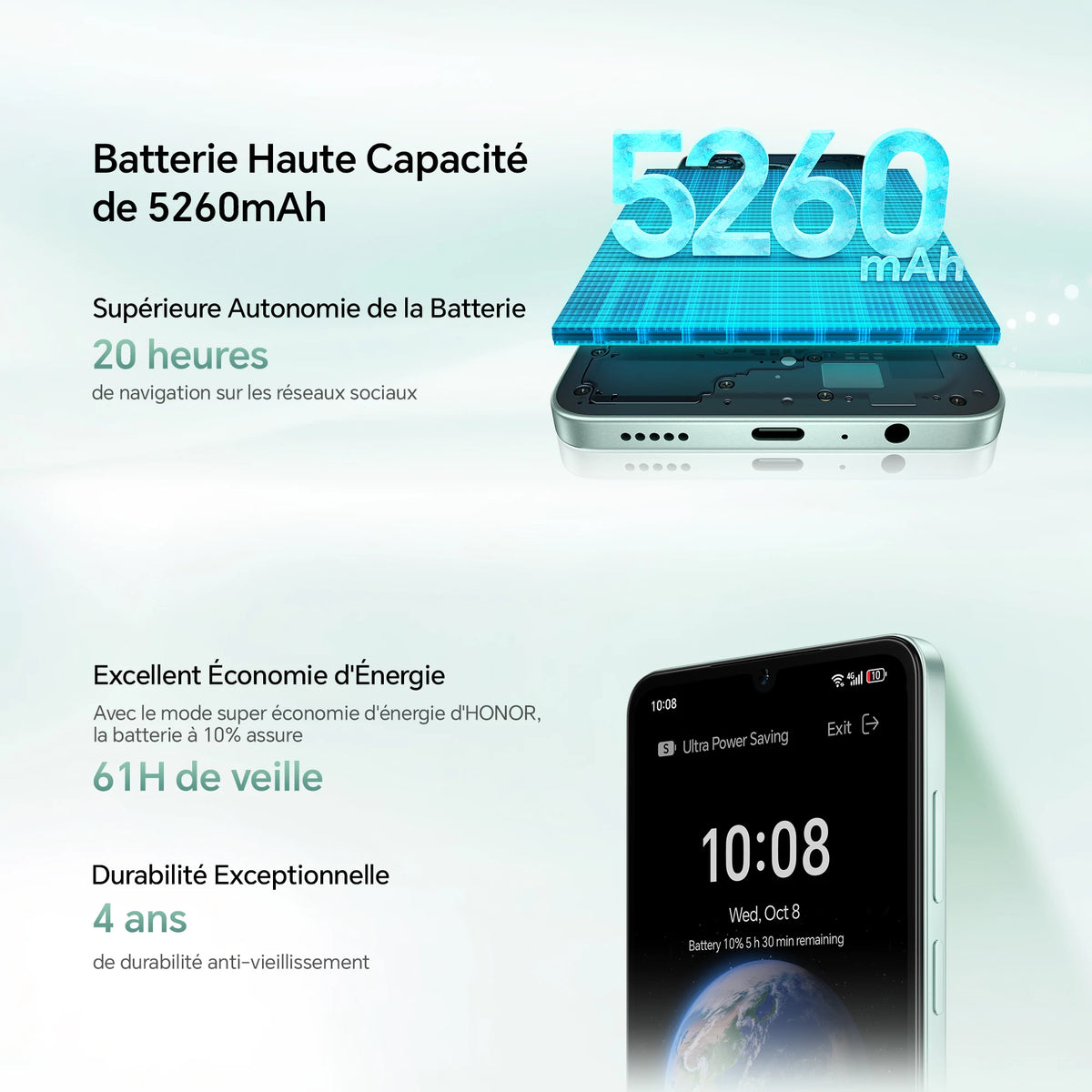 HONOR X5c Plus Dual-SIM NFC Smartphone, 5260mAh Battery, 6.74-inch 90Hz Comfort Display Phone, 50-megapixel Camera, Android 15, expandable up to 1 TB via MicroSD