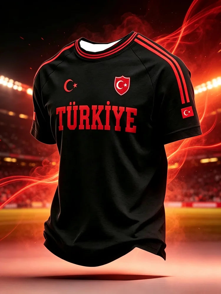 Turkey T-shirt 3D Printed Football Jersey Quick Drying Daily and Training Wear Family Kids Tees