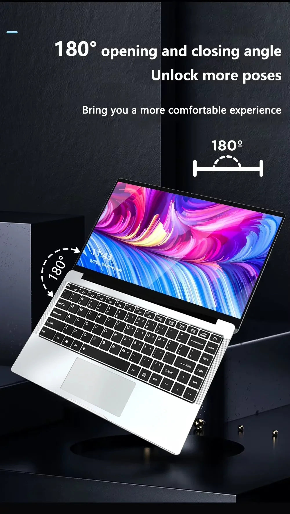 FUCHU – Nouvel ordinateur portable de bureau, Intel Atom A3950, 12 Go de RAM, SSD 2 To, PC Gaming, écran Full HD 1920 × 1080, ordinateur d’étude 14,1 pouces, Windows 11 Pro, ultra-fin.