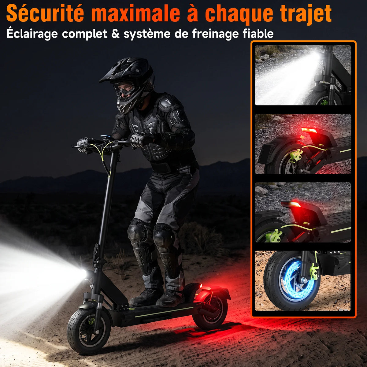 Trottinette électrique tout-terrain TODIMART pour adultes, autonomie de 55 à 70 km, puissante et ultra-légère, batterie 48 V 15 Ah/20 Ah, double suspension, application mobile et Bluetooth.