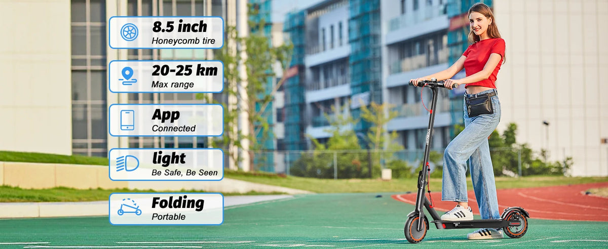 Trottinette électrique TODIMART T3 pour adultes, modèle urbain, batterie 36 V, vitesse maximale de 24,99 km/h, autonomie de 20 à 30 km, pliable, 3 vitesses réglables, idéale pour les trajets quotidiens en ville.