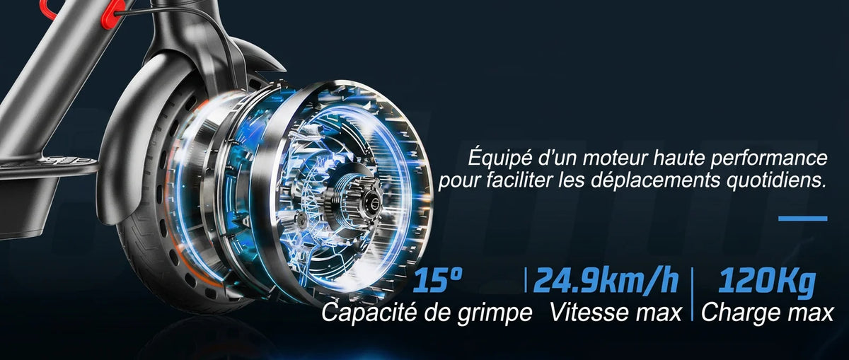 Trottinette électrique TODIMART T3 pour adultes, modèle urbain, batterie 36 V, vitesse maximale de 24,99 km/h, autonomie de 20 à 30 km, pliable, 3 vitesses réglables, idéale pour les trajets quotidiens en ville.