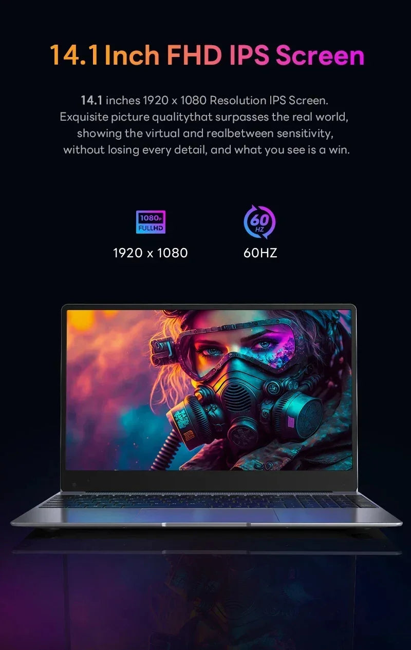 FUCHU 14,1" – Nouvel ordinateur portable, 16 Go de RAM DDR4, SSD 1 To ou 2 To, processeur Intel Core i3-6100U, ordinateur portable Windows 11 pour le travail de bureau, les études et les jeux.