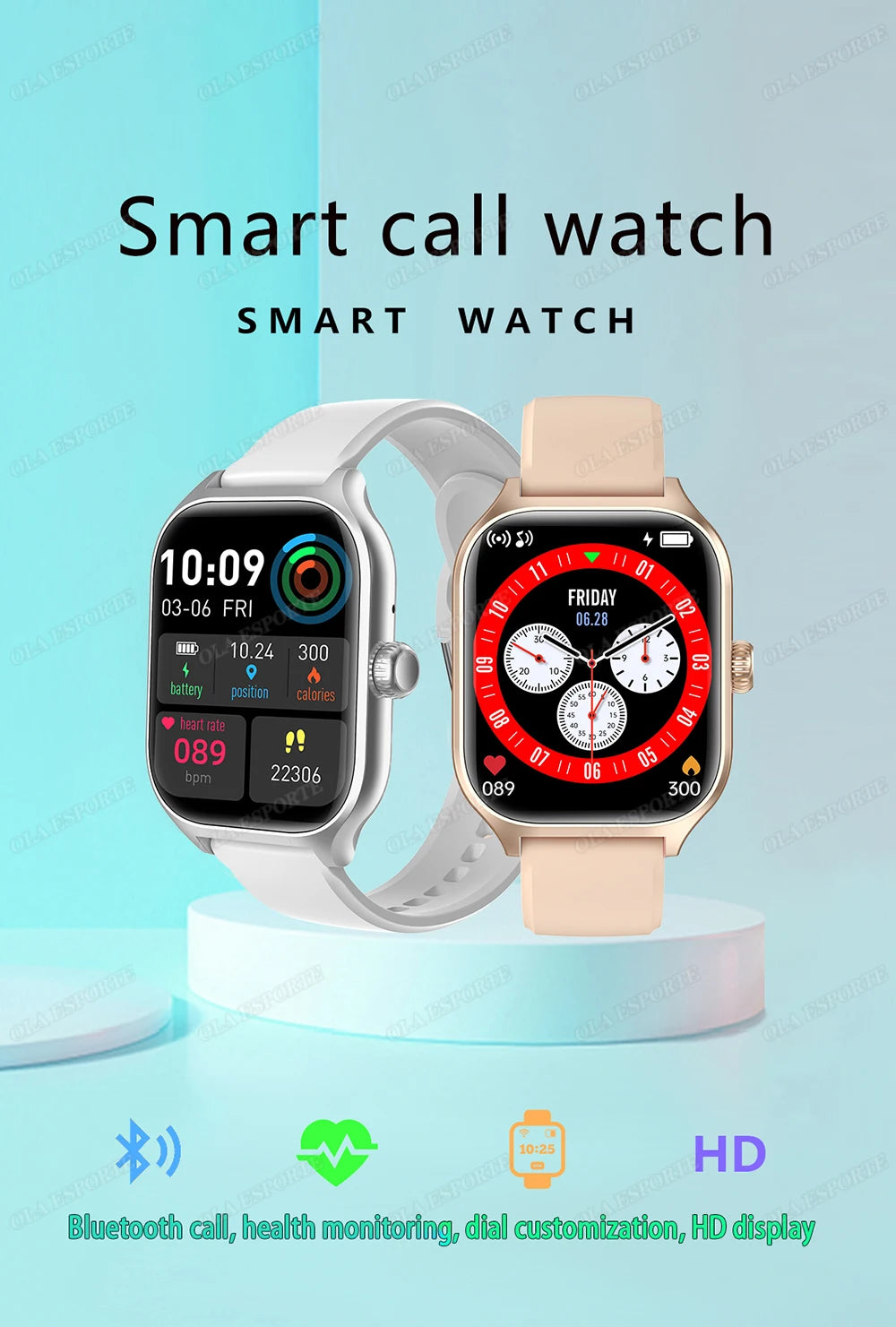 Smart Watch For Android IOS 1.83inch HD Display Bluetooth, Appel, Message, Alerte, Music, Sports, Multiple Mode Smartwatch Ht30