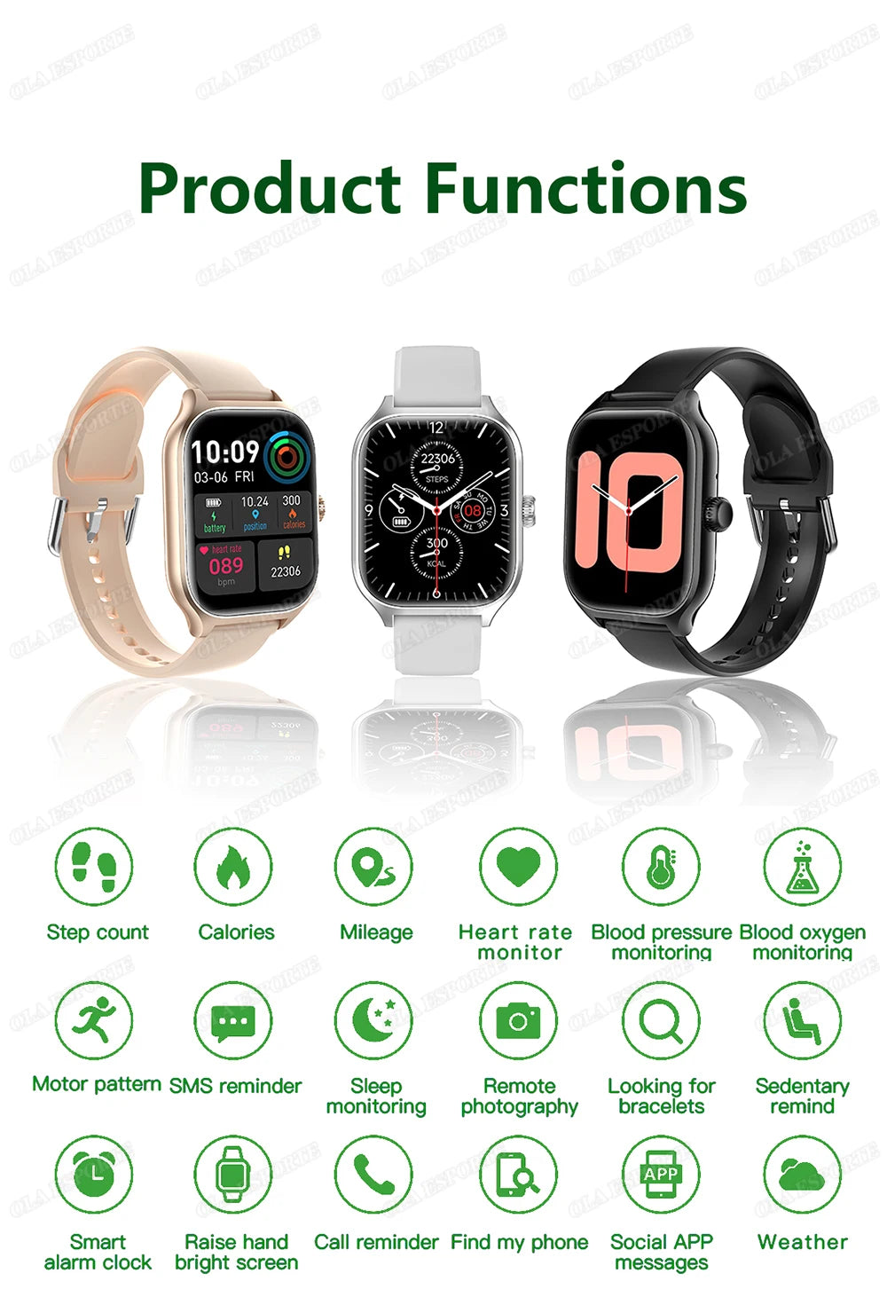 Smart Watch For Android IOS 1.83inch HD Display Bluetooth, Appel, Message, Alerte, Music, Sports, Multiple Mode Smartwatch Ht30