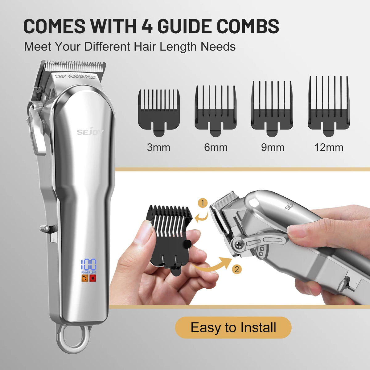 Tondeuse Professionnelle Cheveux, Rechargeable, Multiple Option