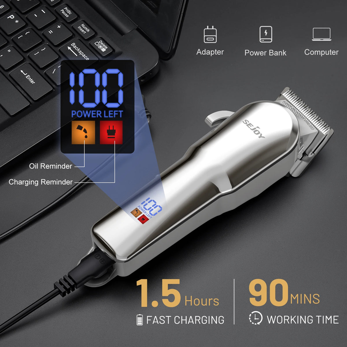 Tondeuse Professionnelle Cheveux, Rechargeable, Multiple Option