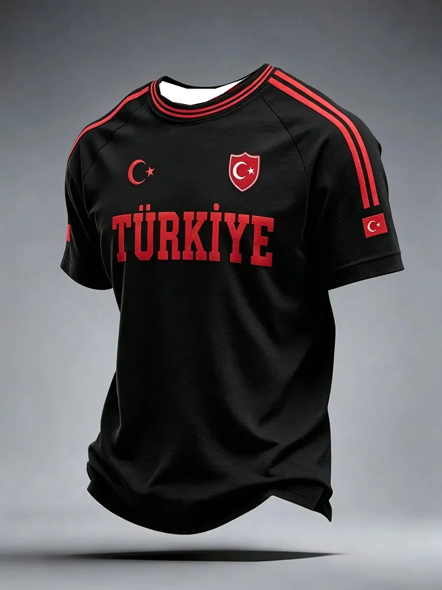 Turkey T-shirt 3D Printed Football Jersey Quick Drying Daily and Training Wear Family Kids Tees