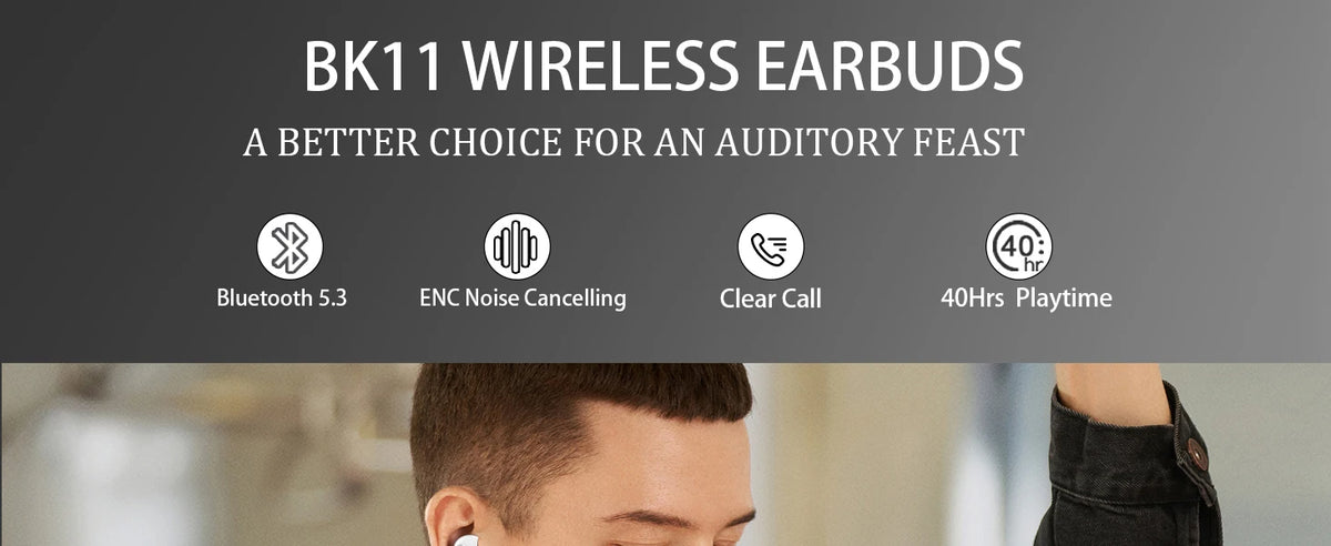 Airpods Bluetooth 5.3 Playtime 40H Waterproof IPX7 Comfort Fit Wireless Earphones for iOS Android