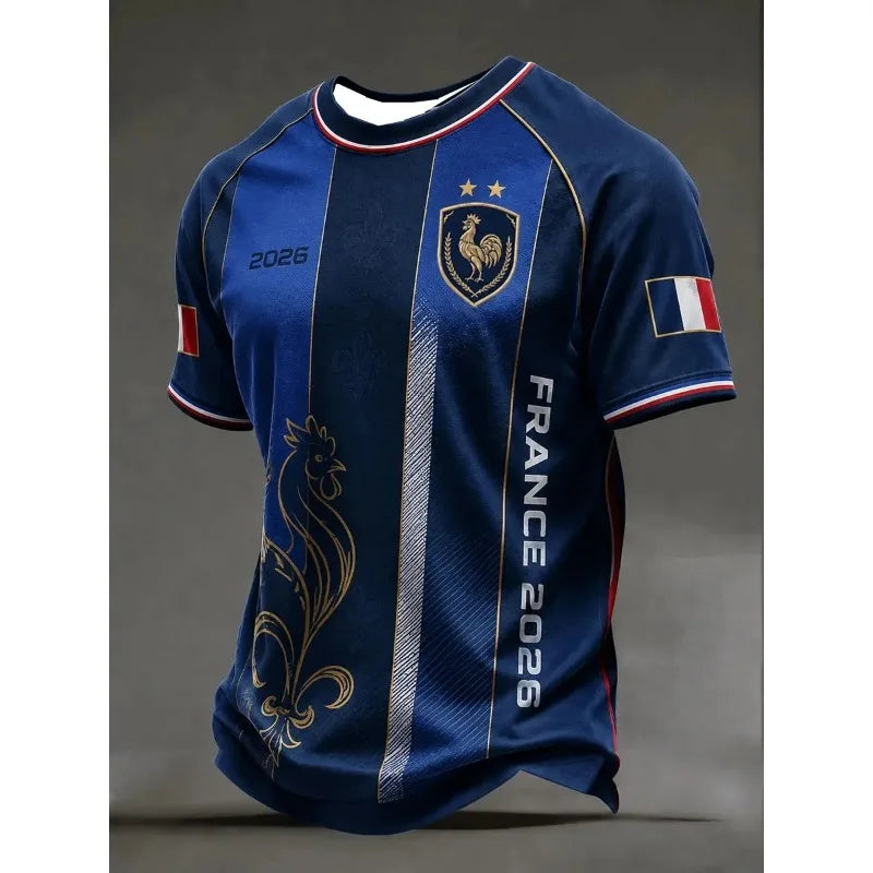 2026 France Fan Inspired Soccer Jersey 3D Graphic T-shirt Quick Dry Casual Daily Sports Tee Family Matching Unisex Adults Kids