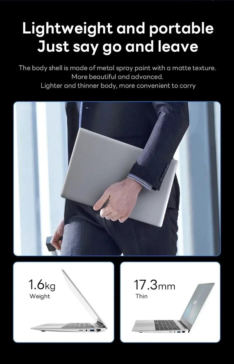 FUCHU 14,1" – Nouvel ordinateur portable, 16 Go de RAM DDR4, SSD 1 To ou 2 To, processeur Intel Core i3-6100U, ordinateur portable Windows 11 pour le travail de bureau, les études et les jeux.