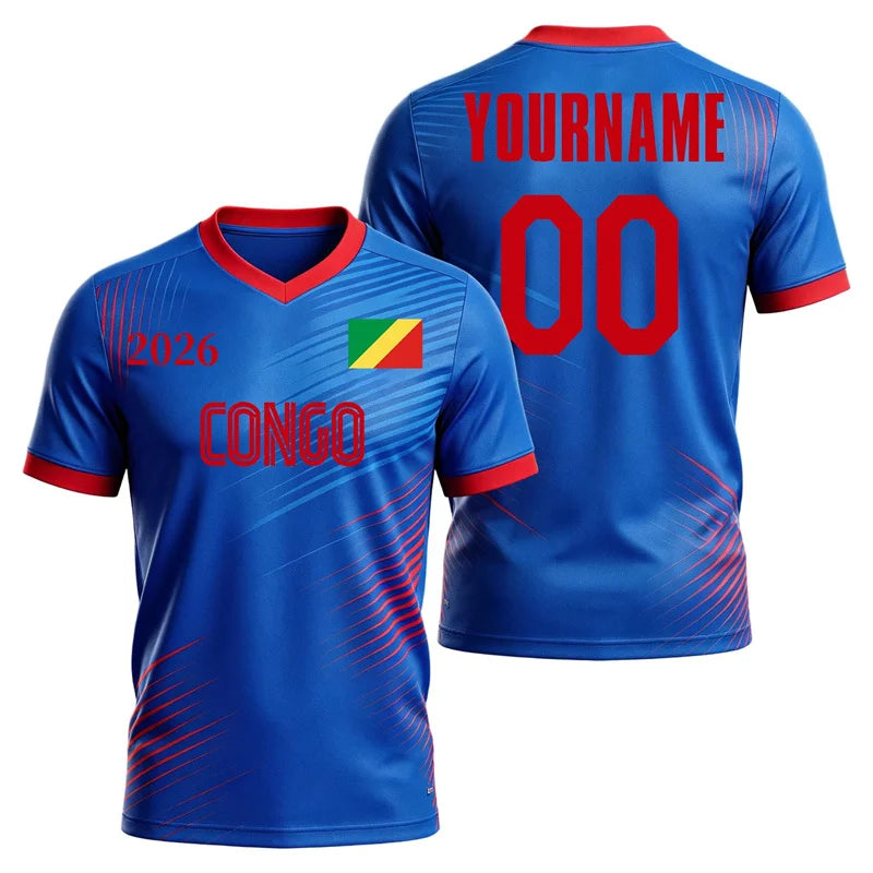 2026 Algeria Congo Japan Curacao Flag Football T Shirt Custom Name Number Printed Short Sleeve Casual Oversized Tops
