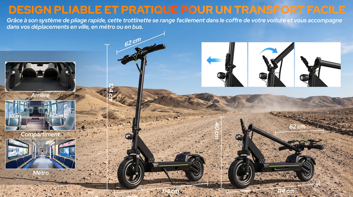 Trottinette électrique tout-terrain TODIMART pour adultes, autonomie de 55 à 70 km, puissante et ultra-légère, batterie 48 V 15 Ah/20 Ah, double suspension, application mobile et Bluetooth.