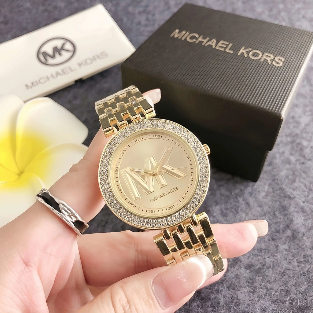 Brand New Michael Kors Women's Luxury and Elegant Alloy Chronograph Watch Bag, Diamond-Studded Design, Women's Stylish Business
