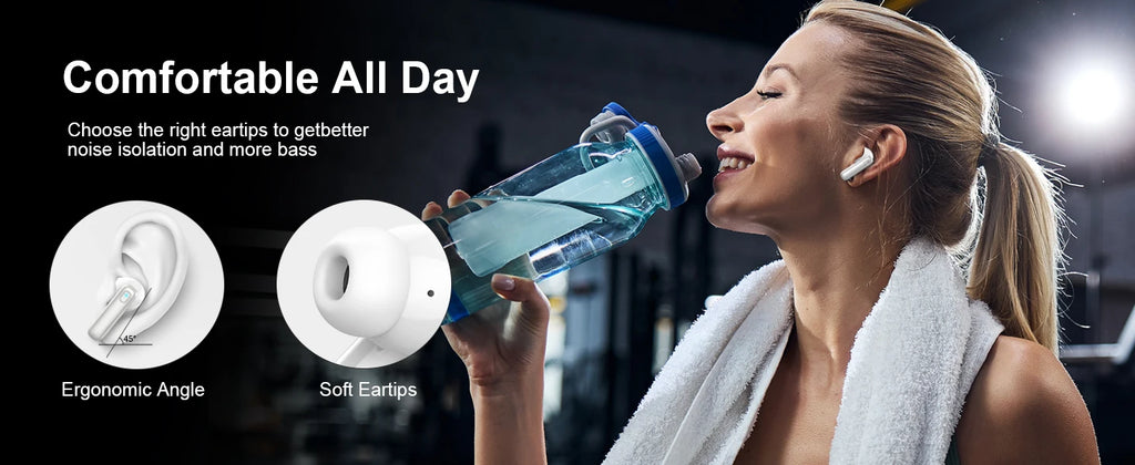 Airpods Bluetooth 5.3 Playtime 40H Waterproof IPX7 Comfort Fit Wireless Earphones for iOS Android