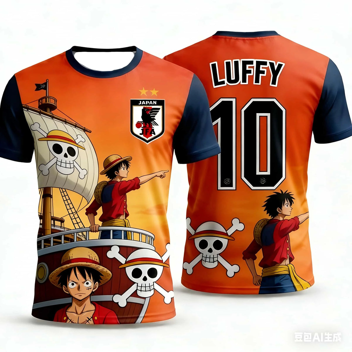 One Piece Luffy Maillot Football Pour Homme et Enfant T-shirt