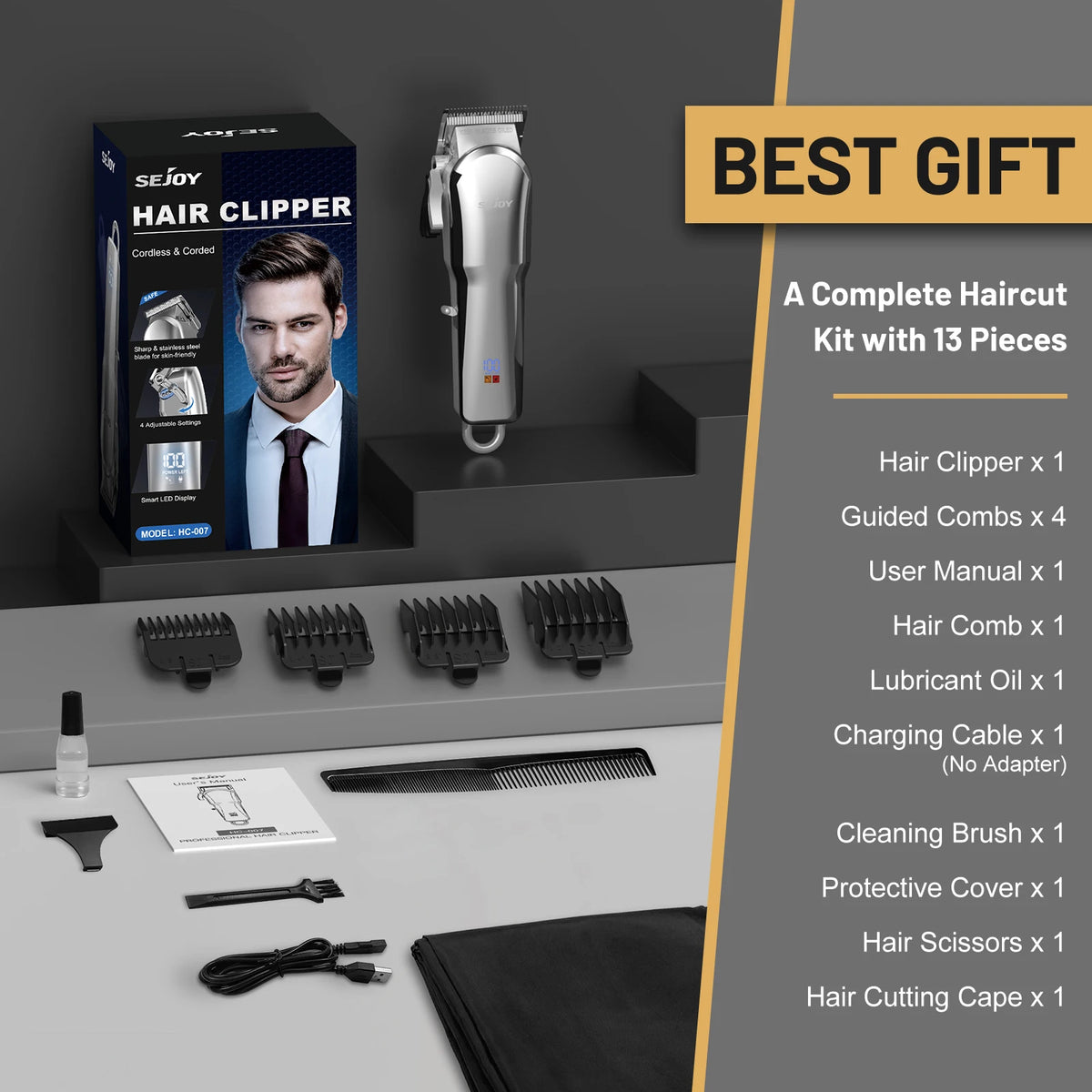 Tondeuse Professionnelle Cheveux, Rechargeable, Multiple Option