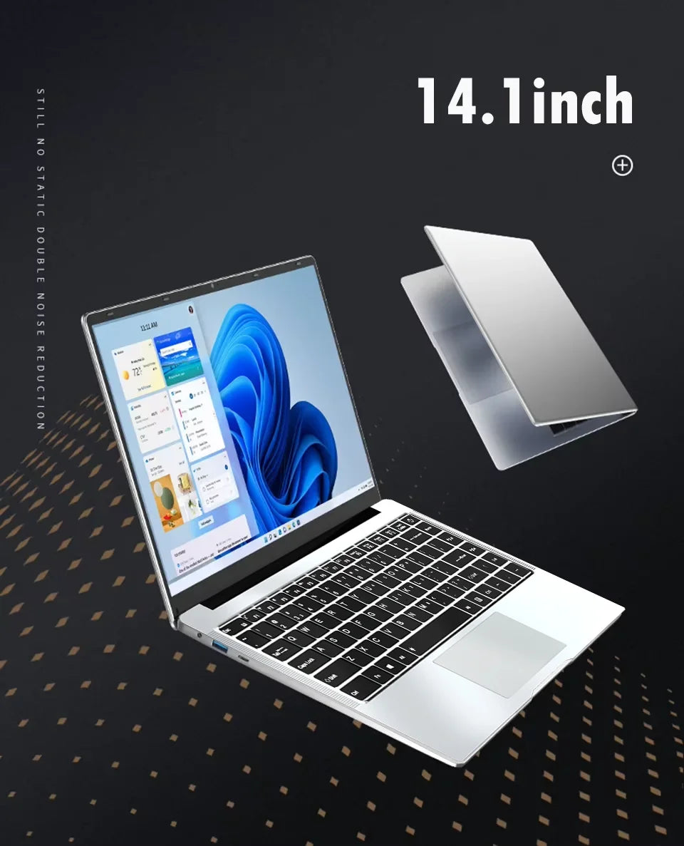 FUCHU – Nouvel ordinateur portable de bureau, Intel Atom A3950, 12 Go de RAM, SSD 2 To, PC Gaming, écran Full HD 1920 × 1080, ordinateur d’étude 14,1 pouces, Windows 11 Pro, ultra-fin.