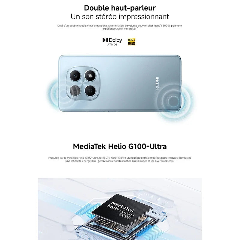 Xiaomi Redmi Note 15 4G, G100-Ultra, 6.77 inches, 120 Hz, 108 MP Camera, 6000 mAh Battery, IP64