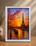Tableau décoratif Paris – Tour Eiffel au coucher du soleil – Style peinture